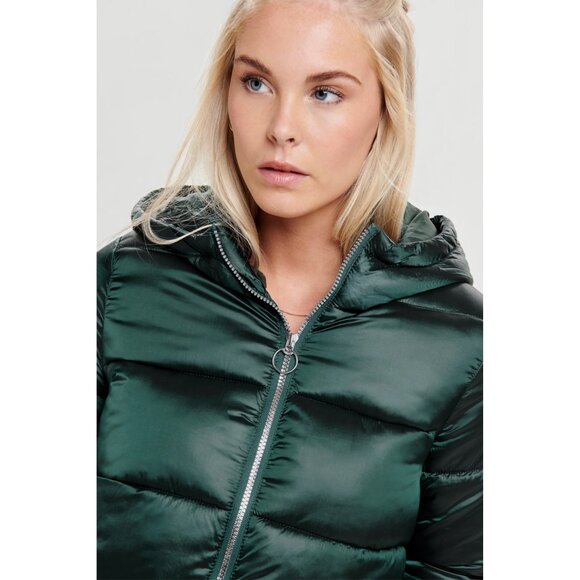 NEW! Scandinavian Pearlized Quilted ONLY Puffer Jacket/ Coat Dark Forest Green,S - Picture 2 of 16